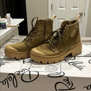 Palladium Women's Tan Lace-Up Boots